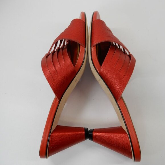 DONALD PLINER Alannis Slide Toe Ring Sandals Size 6 Tomato Red Leather NEW - Picture 10 of 14